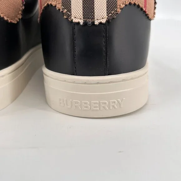 Burberry Men's Robin Vintage Check Panel Leather Low-Top Sneakers US10